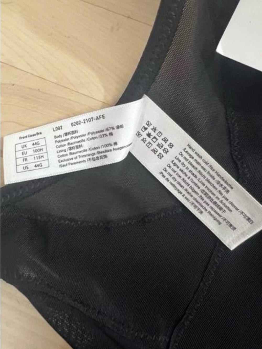 Laudine Back Support Black Front Closure Wireless Bra Size 44G Adjustable Strap - Picture 11 of 13